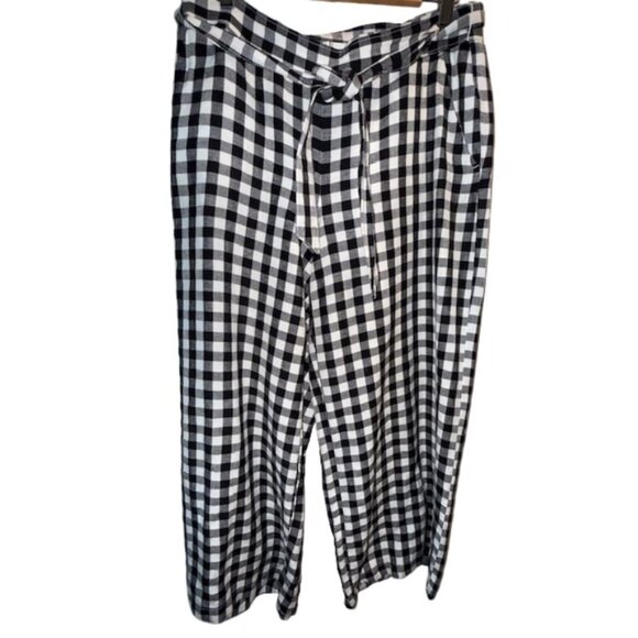 Loft Gingham wide leg cropped pants - Medium - Picture 1 of 2